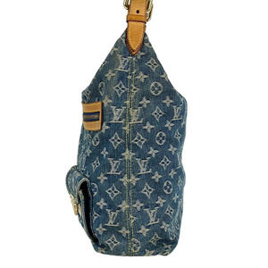 Louis Vuitton Hobo Denim Bag Shoulder Monogram Shoulder Handbag One Blue Baggy